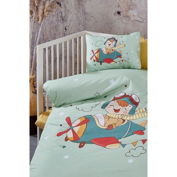 Set in cotone per culla 4 pezzi con lenzuolo 100x150 cm Pilot - Mila Home-image-3