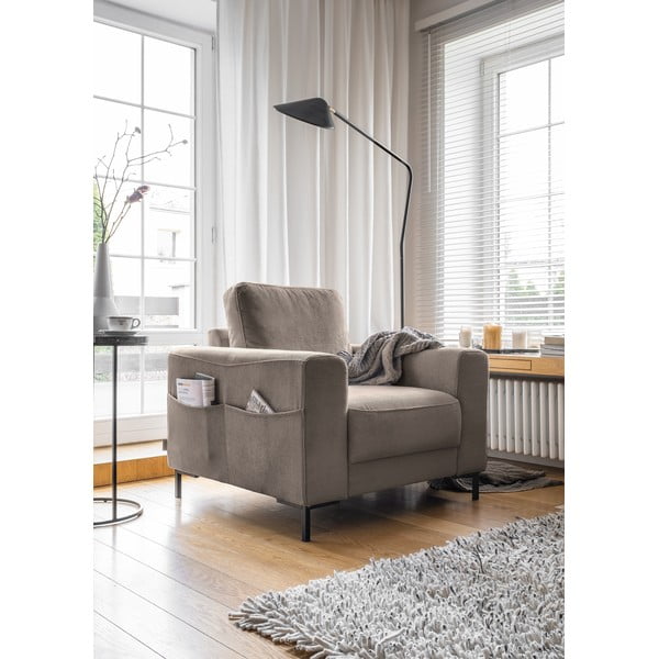 Poltrona in velluto a coste marrone Lofty Lilly - Miuform-image-2