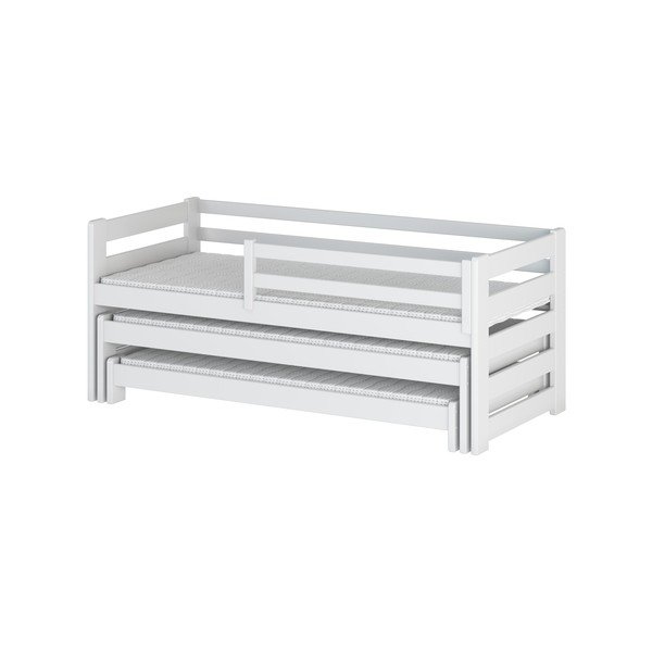 Letto per bambini in legno di pino bianco con letto estraibile 90x190 cm Rico - Lano Meble