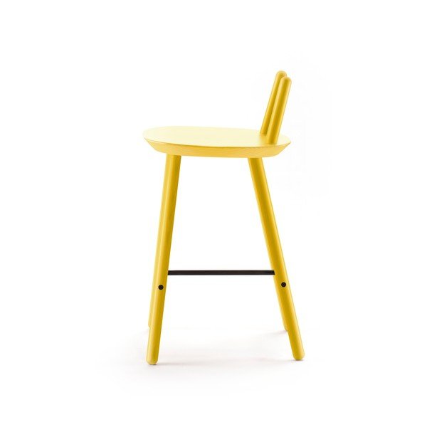 Sgabello da bar giallo in legno massiccio Naïve - EMKO-image-3