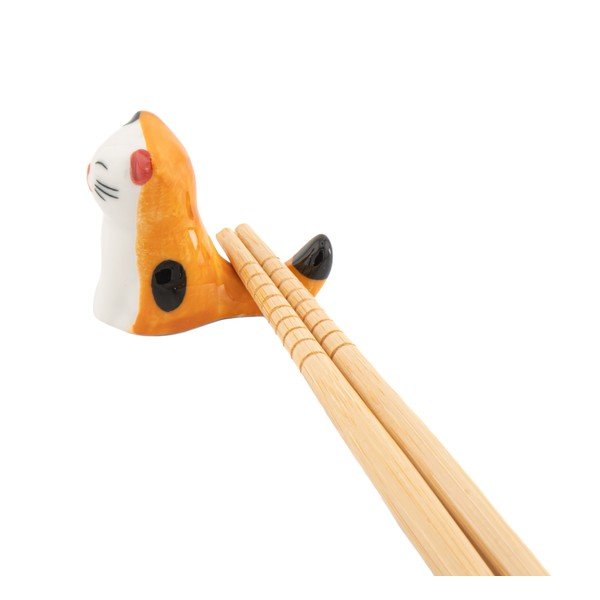 Porta bacchette giapponesi bianco/arancione in porcellana 2 pz per 5 persone Cat – Sass & Belle-image-1
