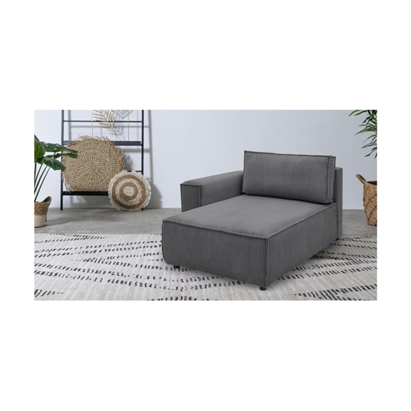 Modulo divano in velluto a coste grigio scuro, angolo sinistro Nihad modular - Bobochic Paris-image-1