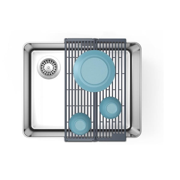 Scolapiatti a griglia per lavello regolabile grigio in plastica 43x13 cm Platform – Joseph Joseph-image-4