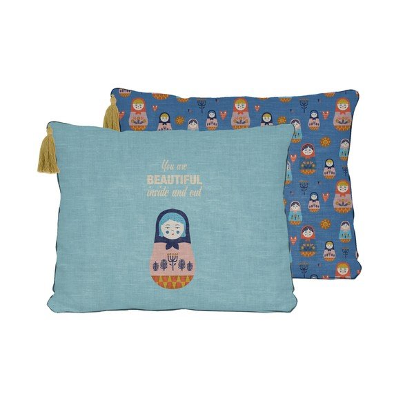 Cuscino blu in misto lino Inside Out, 50 x 35 cm - Little Nice Things