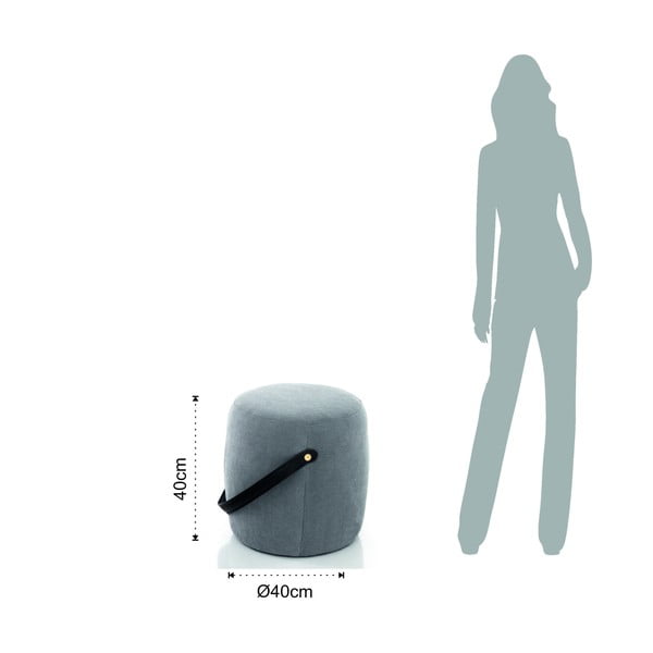 Pouf imbottito grigio , ø 40 cm Drum - Tomasucci-image-2