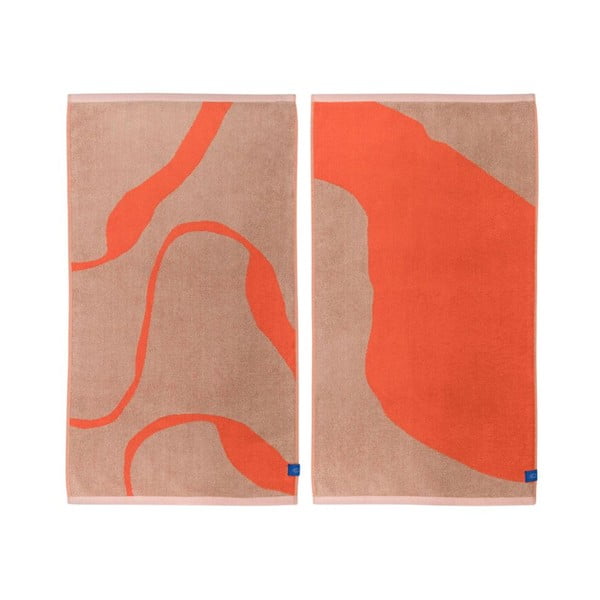 Asciugamani arancio/marrone chiaro in set da 2 in cotone biologico 50x90 cm Nova Arte - Mette Ditmer Denmark
