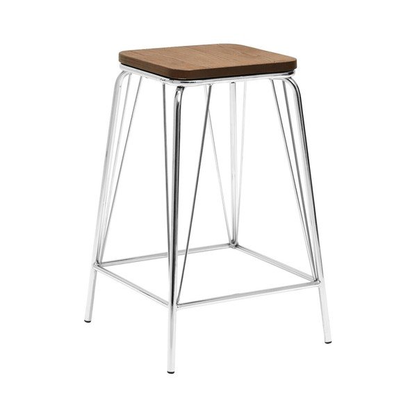 Sgabello argentato/di colore naturale in olmo massiccio District – Premier Housewares