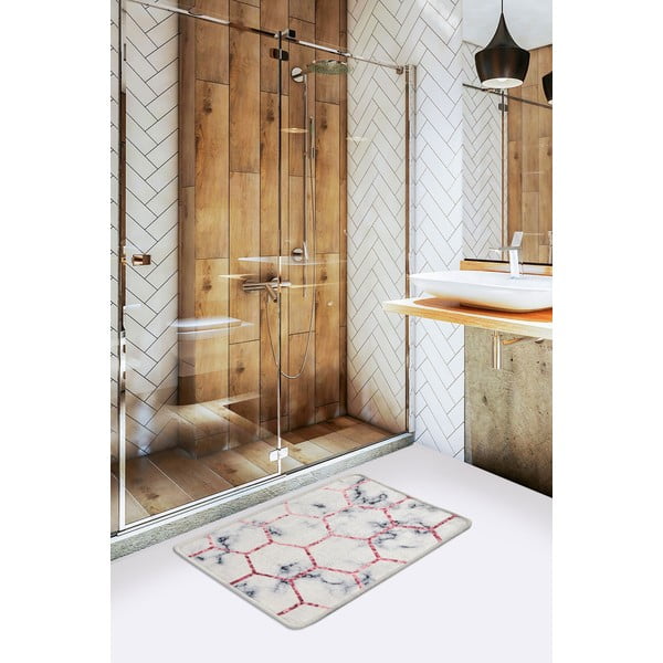 Tappetino da bagno bianco/grigio 60x40 cm Honeycomb - Foutastic-image-1