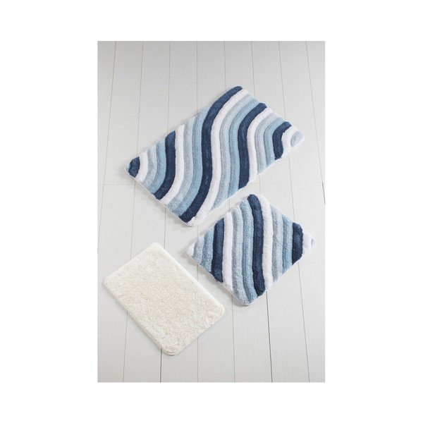 Set di 3 tappetini da bagno blu Colorful - Foutastic-image-1