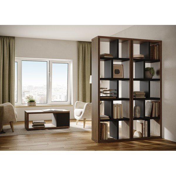 Libreria marrone-nera in noce 70x198 cm Berlin - TemaHome-image-1