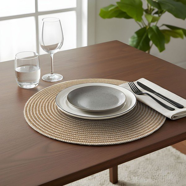 Tovaglietta in tessuto ø 38 cm Othello – douceur d'intérieur-image-1