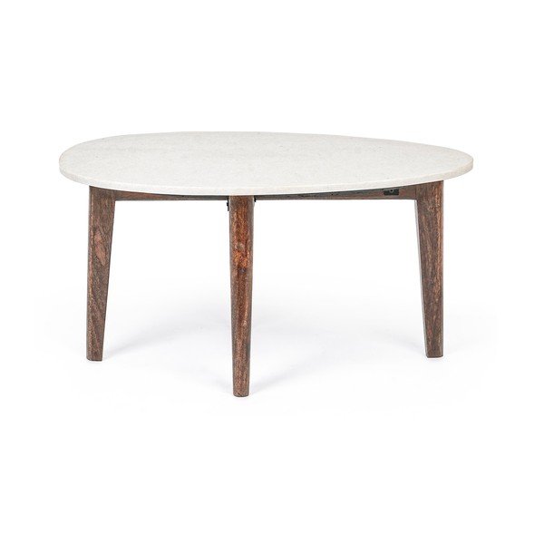 Tavolino da salotto bianco/di colore naturale con piano in marmo 50x70 cm Sylvester – Bizzotto-image-4
