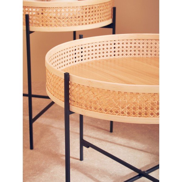 Tavolino da salotto rotondo di colore naturale in rattan ø 60 cm Depok – Premier Housewares-image-4