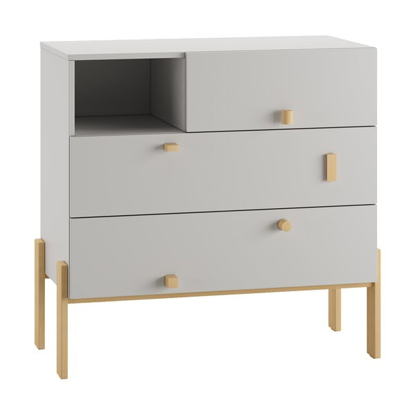 Cassettiera bassa per bambini grigio chiaro 105x100 cm Cube - Pinio-image-2