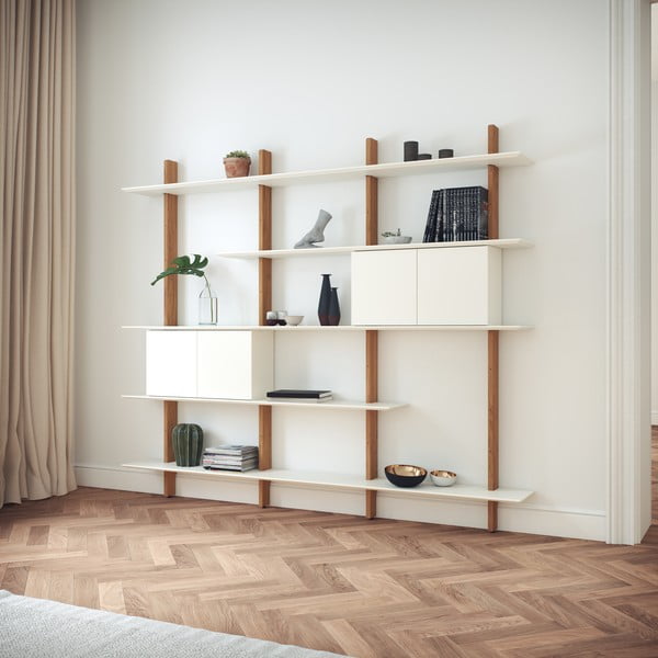 Scaffale modulare in rovere decorato in bianco e naturale 224x190 cm Bridge - Tenzo-image-3