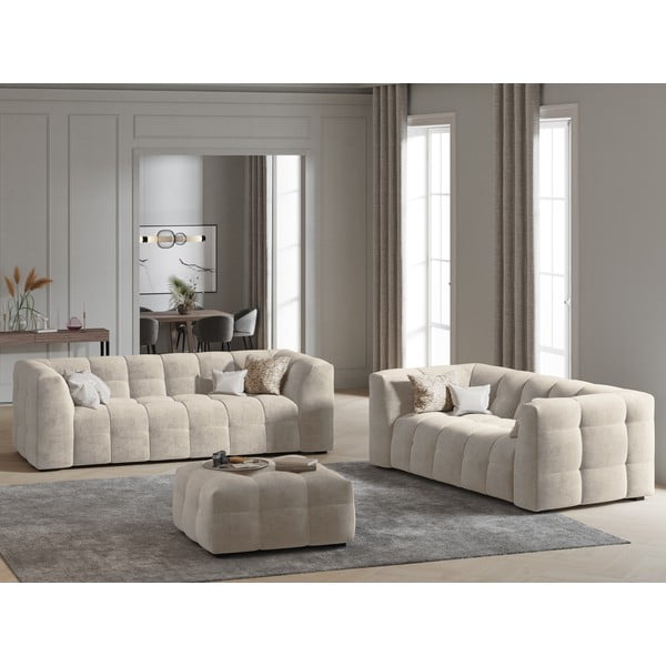 Pouf in velluto beige Vesta - Windsor & Co Sofas-image-1