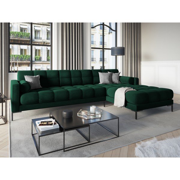 Divano angolare in velluto verde scuro, angolo destro Bali - Cosmopolitan Design-image-1