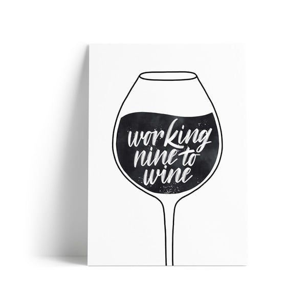 Stampa con motivo, formato A4 Working Nine to Wine - Printintin