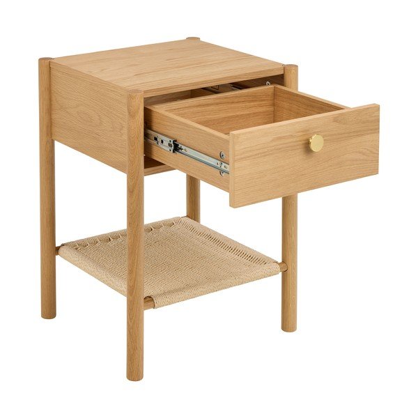 Comodino colore naturale chiaro con effetto rovere Monfort – Actona-image-3