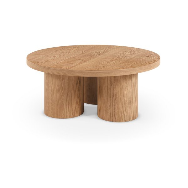 Tavolino da salotto rotondo di colore naturale con effetto rovere ø 100 cm Arancha – MOME