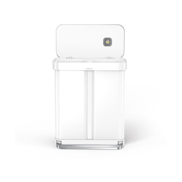 Cestino per la spazzatura bianco in acciaio per raccolta differenziata/con pedale 34+24 l Dual – simplehuman-image-1
