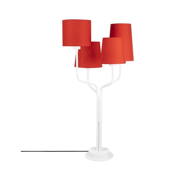 Lampada da tavolo in metallo bianco con paralume rosso Opviq luci Aposto - Opviq lights