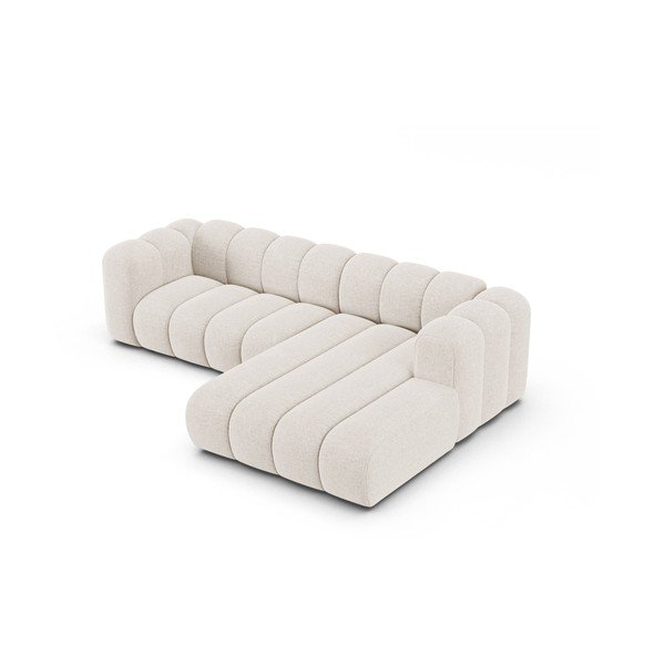 Divano angolare color crema (con penisola a destra/con chaise lounge) con rivestimento in ciniglia Lupine – Micadoni -image-2