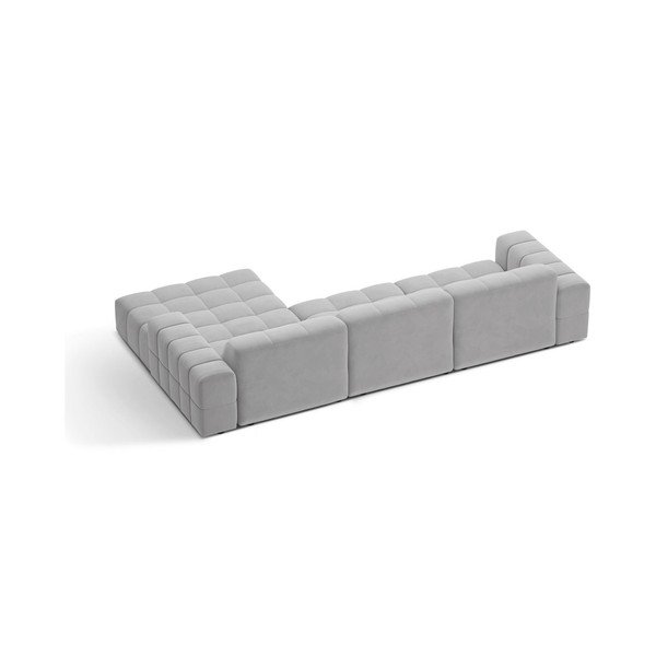Divano angolare grigio chiaro (con penisola a destra/con chaise lounge) con rivestimento in velluto Chicago – Cosmopolitan Design-image-2