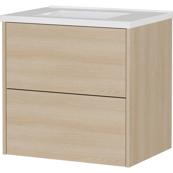 Mobile da lavabo di colore naturale con effetto rovere da appendere 61x61 cm Bodera – Germania