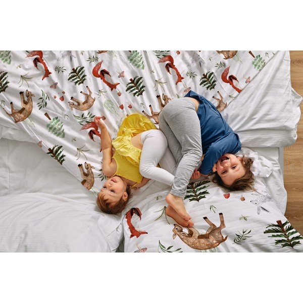Biancheria da letto singola per bambini in cotone sateen 140x200 cm Cute Forest - Butter Kings-image-1