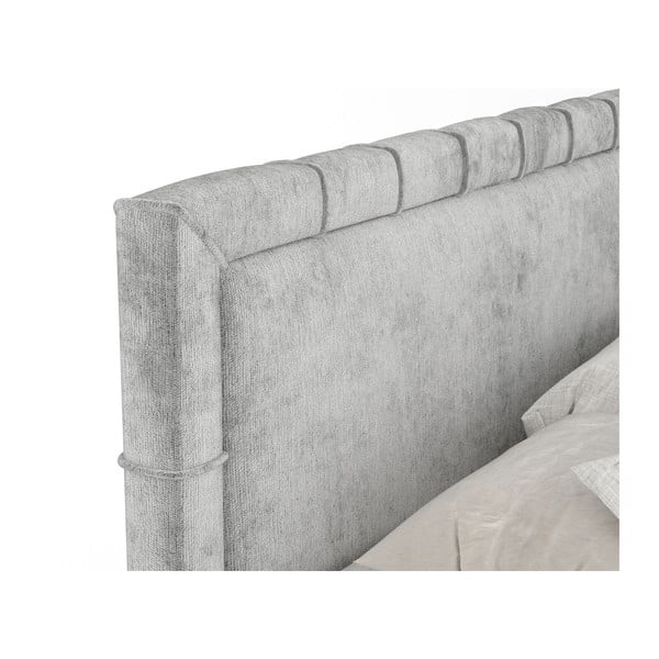 Letto boxspring grigio chiaro con spazio contenitivo 180x200 cm Voyage - Maison de Rêve-image-3