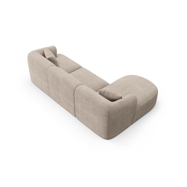 Divano angolare marrone chiaro (con penisola a sinistra/con chaise lounge) con rivestimento in velluto a coste Campi – Cosmopolitan Design-image-3