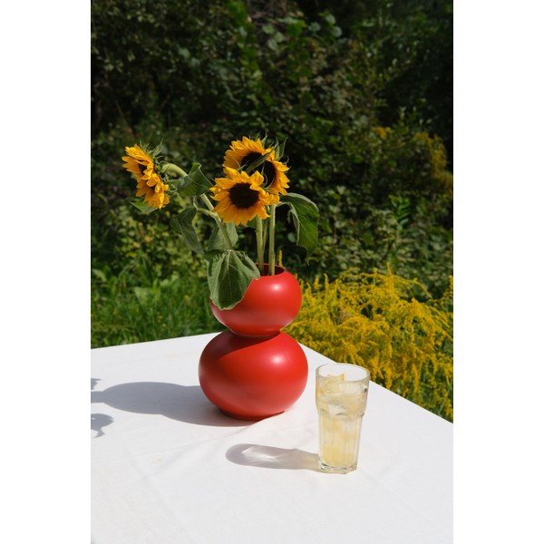 Vaso rosso in ceramica (altezza totale 36 cm) Tuga – noo.ma-image-2