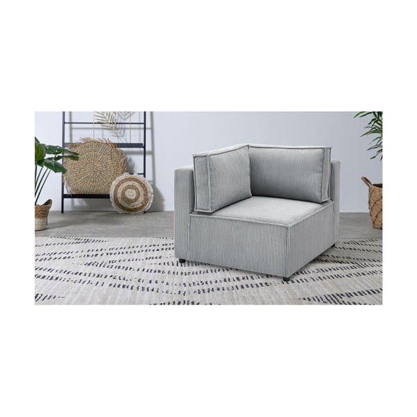 Modulo divano in velluto a coste variabile grigio chiaro Nihad modular - Bobochic Paris-image-1