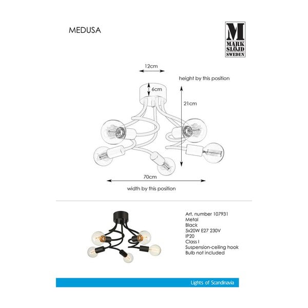 Apparecchio da soffitto nero Medua Ceiling 5L Medusa - Markslöjd-image-1