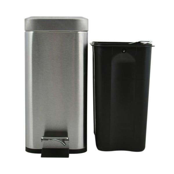 Cestino per la spazzatura color argento opaco in acciaio con pedale 5 l   Erik – Spirella-image-3