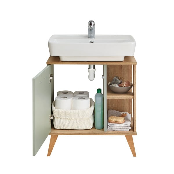 Mobile verde sotto il lavabo in rovere 60x65 cm Set 963 - Pelipal-image-4