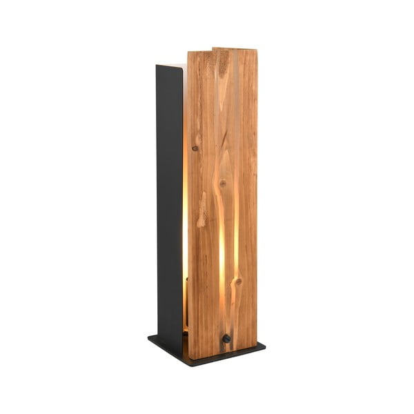 Lampada da tavolo in nero-naturale con paralume in legno (altezza 40 cm) Karuni - Trio