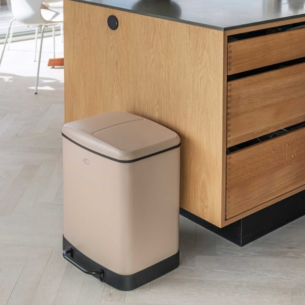Bidone a pedale in metallo beige per rifiuti differenziati 24 l Wonda - Mette Ditmer Denmark-image-2