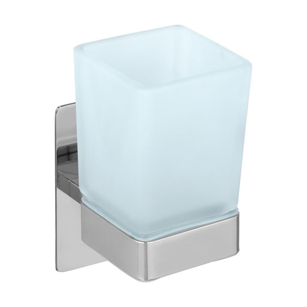 Coppa in vetro autoportante per spazzolini da denti in argento lucido Genova - Wenko-image-2