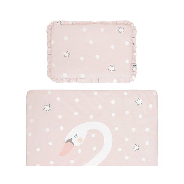 Set di coperte e cuscini in cotone per neonati Swan, 140 x 200 cm - BELLAMY-image-2