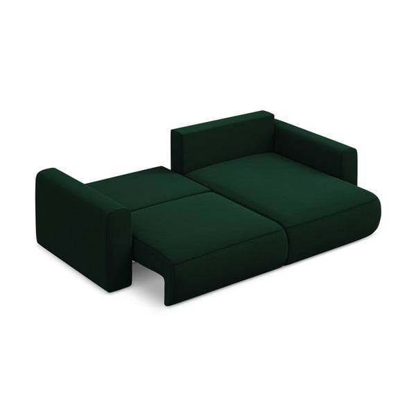 Divano angolare verde allungabile/con contenitore (con penisola a destra/con chaise lounge) con rivestimento in velluto Kapua – Makamii-image-4
