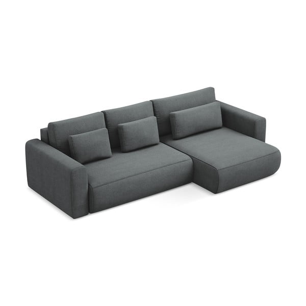 Divano angolare grigio scuro allungabile/con contenitore (con penisola a destra/con chaise lounge) Kapua – Makamii-image-2