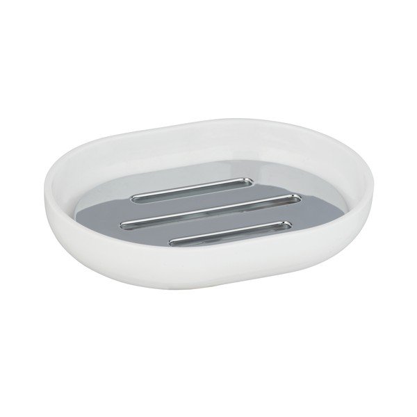 Portasapone bianco con dettagli cromati Posa - Wenko-image-2