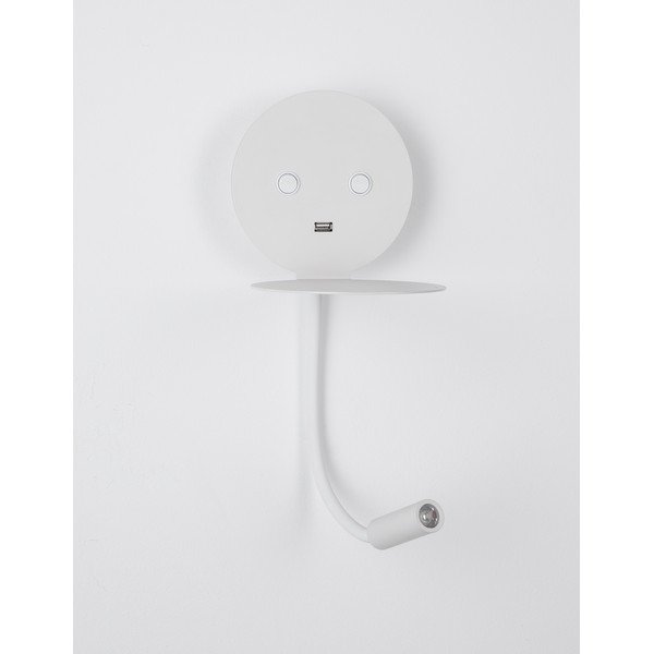 Lampada da parete LED bianca in alluminio con struttura flessibile/con porta USB Eclip – Nova Luce-image-3