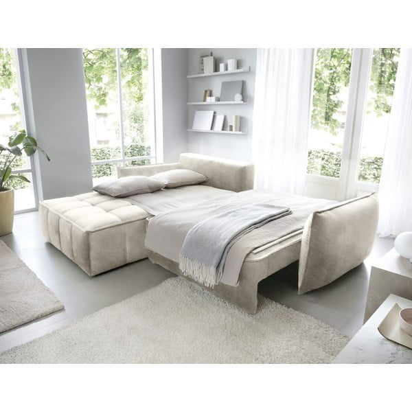 Divano angolare beige allungabile/con contenitore (con penisola a sinistra/con chaise lounge) e rivestimento in velluto Campo – ELTAP-image-4