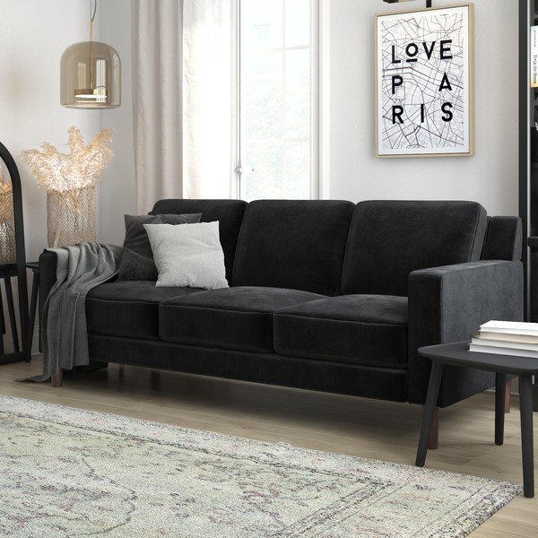 Divano in velluto nero 83 cm Brynn - Støraa-image-1