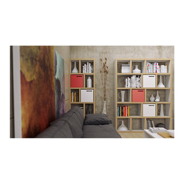 Libreria bianca con bordo in legno 150x198 cm Berlin - TemaHome-image-4