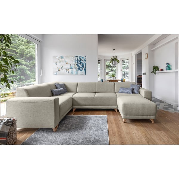 Divano angolare beige allungabile e con contenitore (penisola a sinistra/a U) Classy Sophie – Miuform-image-1
