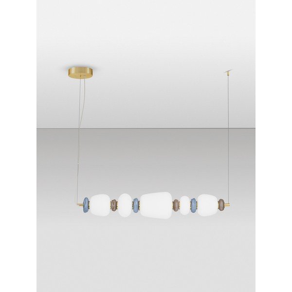 Lampadario LED bianco/dorato in metallo con paralume in porcellana/con paralume in vetro con intensità regolabile Palo – Nova Luce-image-3